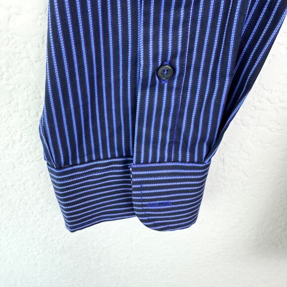 Ted Baker Mens Button Shirt Size XL Regular Fit Stripe Cotton Classic Purple - Picture 4 of 10